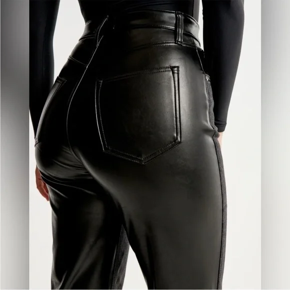 Abercrombie & fitch Curve Love Ankle Straight two toned black jean/leather pants - Picture 10 of 10